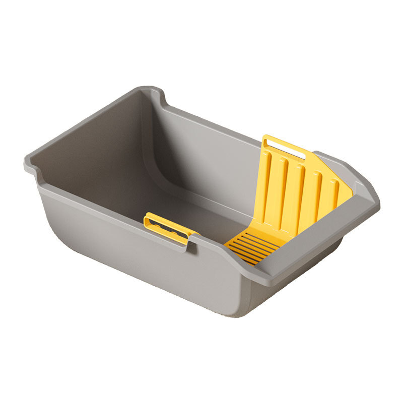 La caja de arena para gatos semicerrada de gran tamaño abierta con valla de elevación inodoro para gatos con pala para evitar salpicaduras externas.