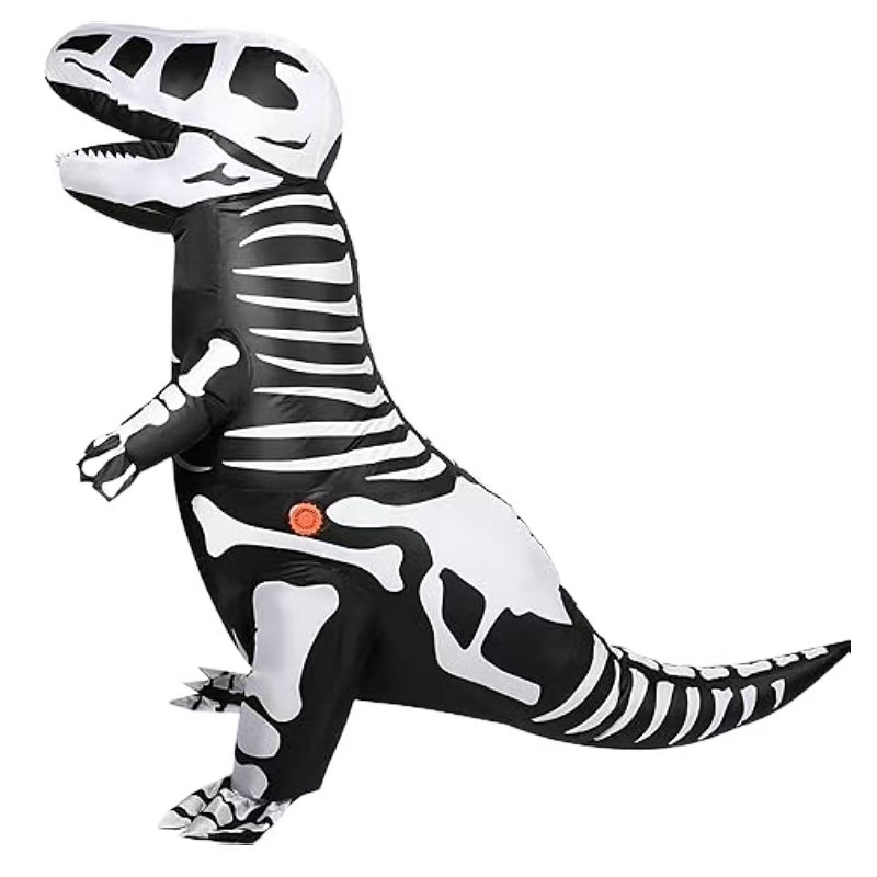 Disfraz de costillas inflables de Amazon Halloween divertida como un traje de muñeca de tiranosaurio roles extraños atmósfera en blanco y negro