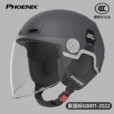 Tk02 Phoenix 3C Certified Motorcycle Safety Supplies - 3c-gun-gray-hd-long-lens-removable-ear-protection-for-all-seasons