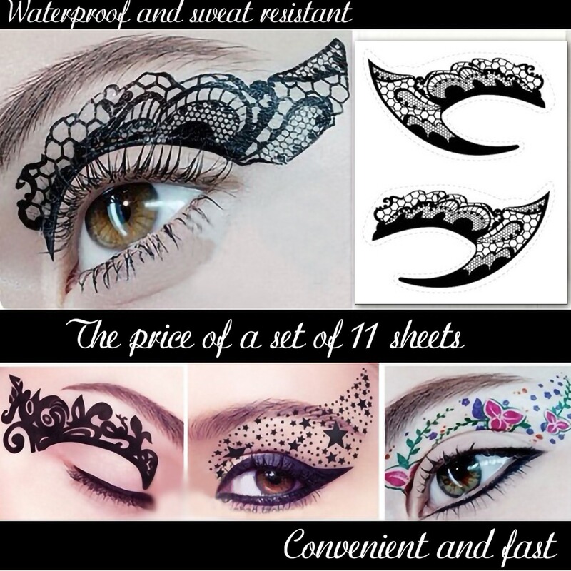 Smokey Eye Shadow Eyeliner Makeup Tattoo Sticker Suitable for Daily Parties Temporary Tattoos Can Be Used for 3-5 Days