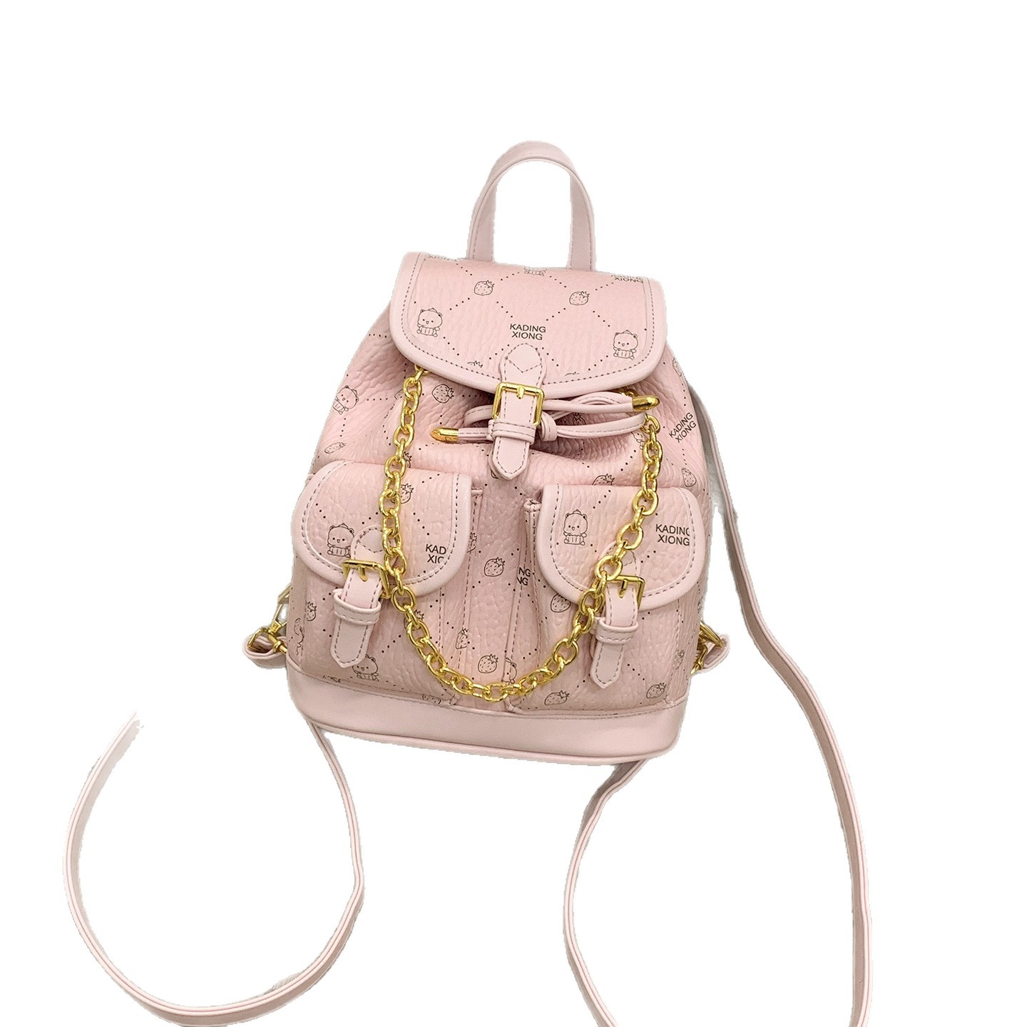 Cute oso impresión mochila de chicas extranjera cuerda de tracción para trabajar bolsas de mujer 2026 nueva mochila transfronteriza mujer
