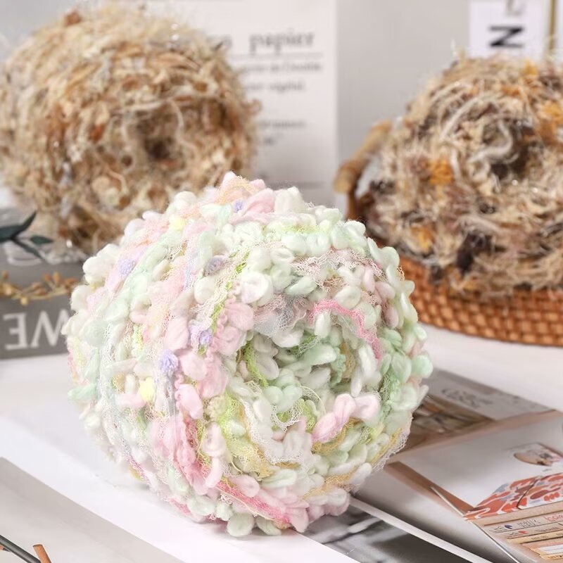 Factory direct supply hand mixed wool ball fancy hand-woven wire net red bean thread hand-woven scarf hat bag wool ball