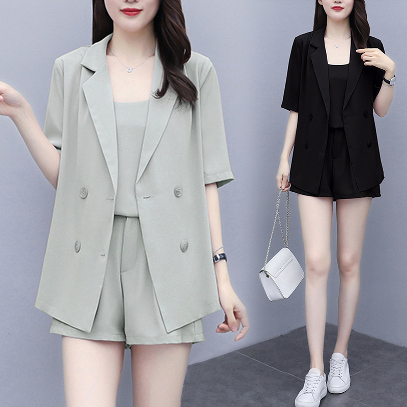 Plus Size Women's Clothing 2026 New Style Fat Girl Summer Fashion Suit Stylish Belly-Covering Shorts Suit Three-Piece Set Plus Size Women's Clothing 2026 New Style Fat Girl Summer Fashion Suit Stylish Belly-Covering Shorts Suit Three-Piece Set