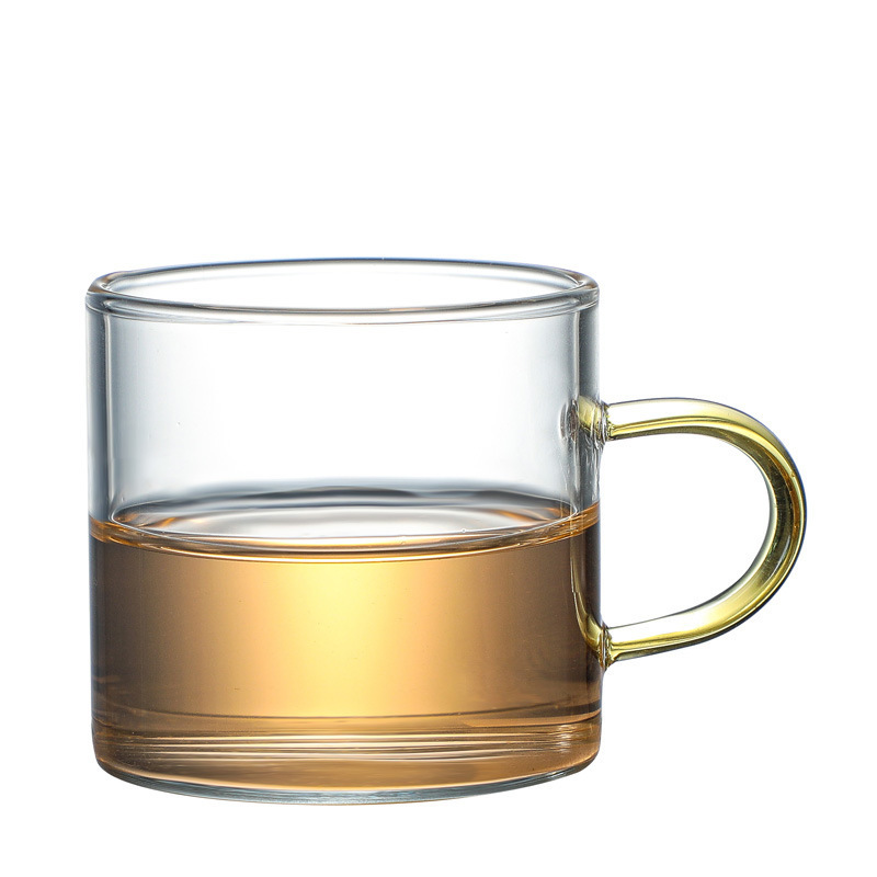 Taza de vidrio de alto borosilicato con mango, taza de vidrio de agua, taza de té de seis colores