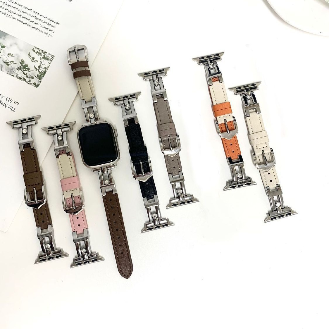 Metal Leather Buckle Suitable for Apple Watch 10 Strap Slider Diamond Iwatch9876Se