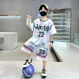 男童速干运动套装夏季男孩篮球服中大童短袖国潮足球服冰丝两件套