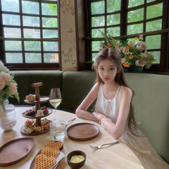 JMSHOP 白色桔梗 少女感绑带收腰连衣裙女夏大方得体无袖长款裙子
