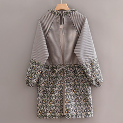 帆布簡歐長袖毛巾兜碎花長袖圍裙  廚房防污清潔罩衣可代發