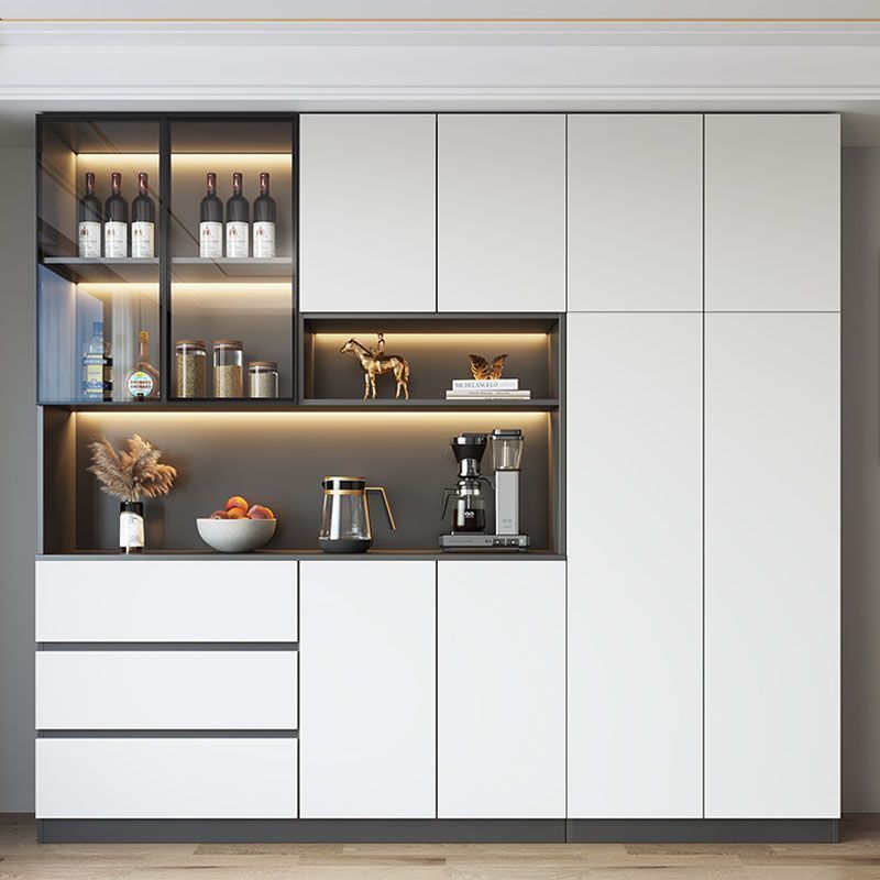 Solid Wood Light Luxury Dining Side Storage High Cabinet Integrated Wall-Mounted Simple Living Room Home Wine Cabinet Home Storage Storage Cabinet