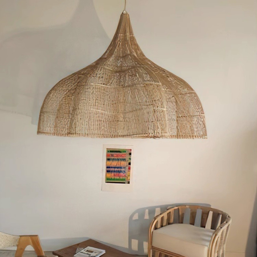 Lámpara de araña de estilo japonés wabi-sabi para sala de estar, lámpara retro creativa para restaurante, caja de hotel Zen chino, arte de ratán, tejido de ratán