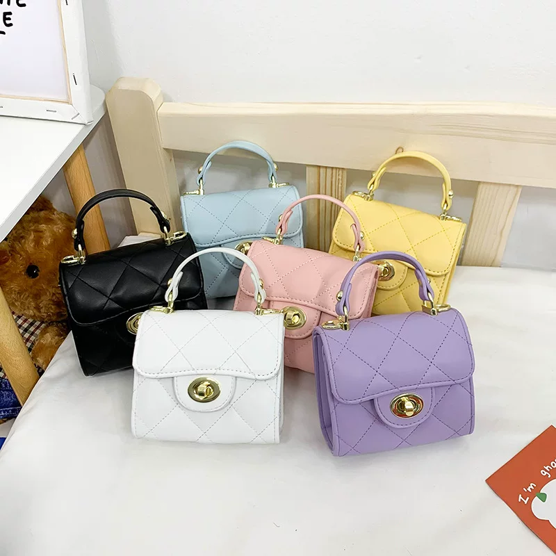 Children's bag with diamond pattern, shoulder bag, accessory, wallet, chain bag