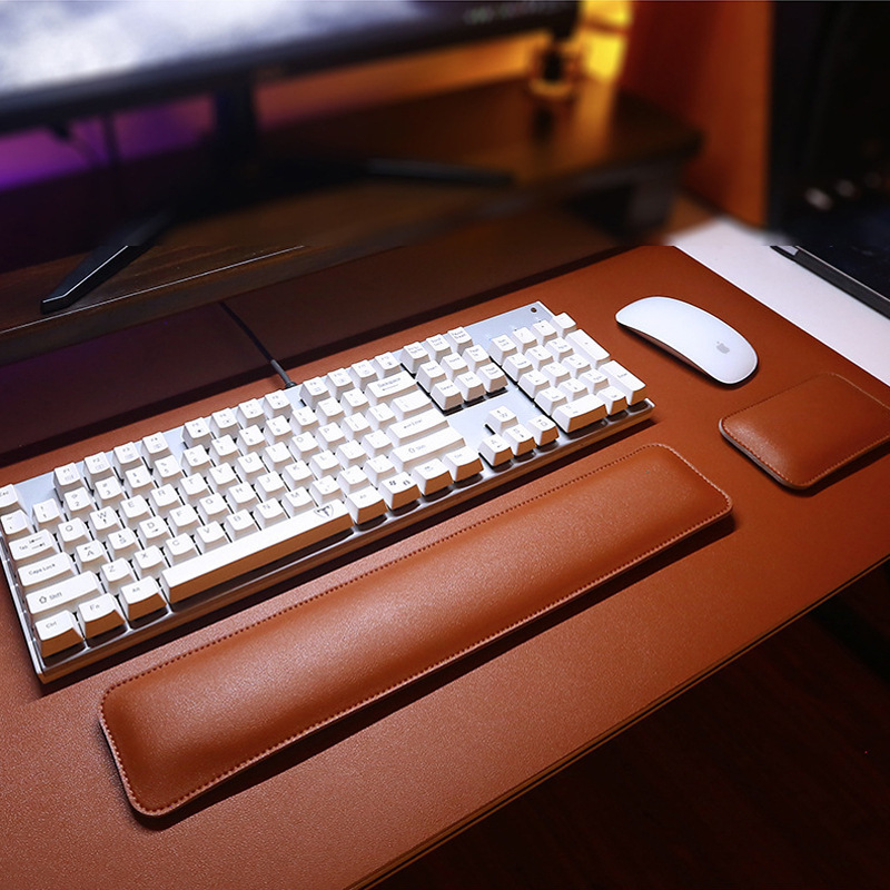 Source factory simple leather mouse pad oversized wrist keyboard hand rest solid color computer office wrist pad wholesale