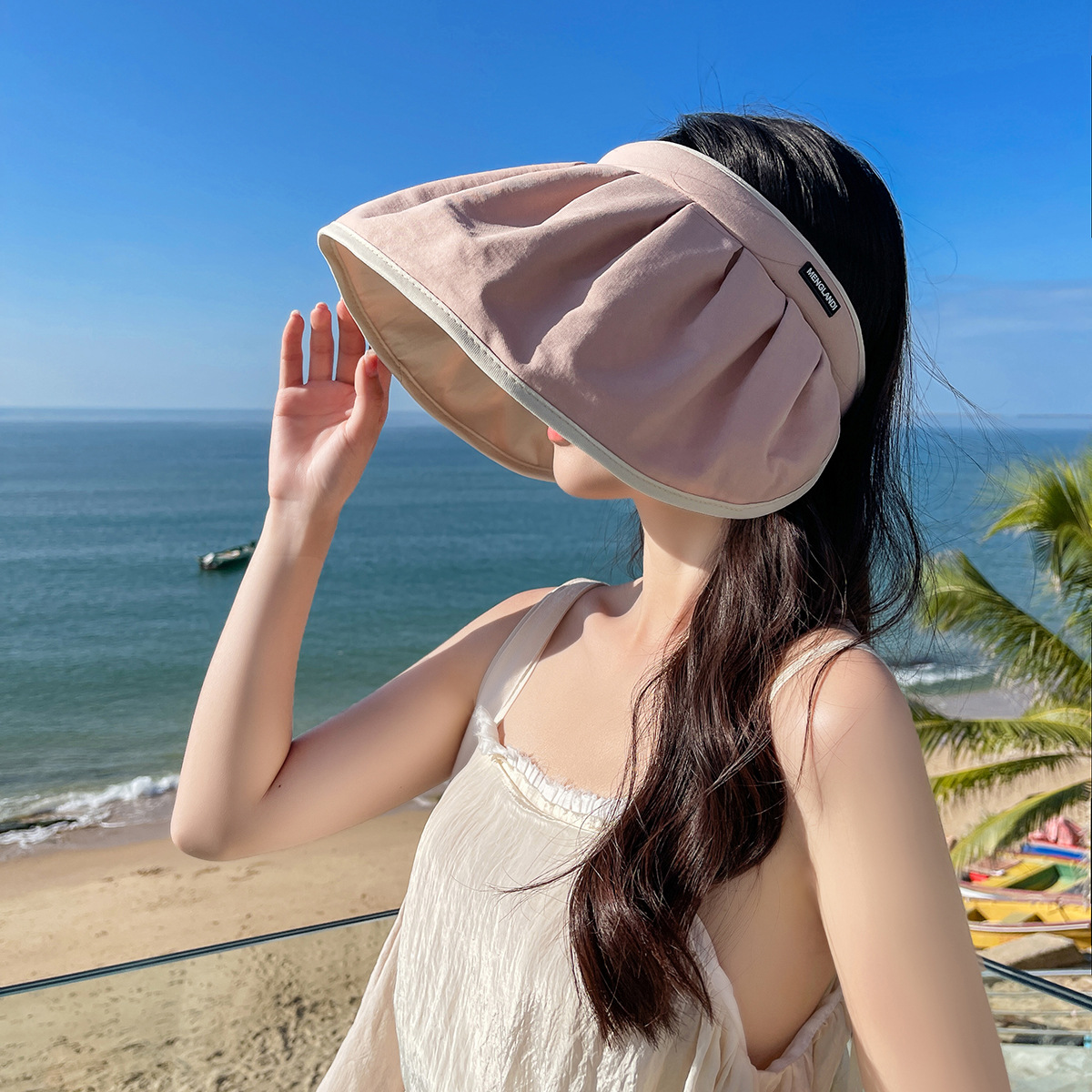 帽子女夏季uv贝壳帽大帽檐遮全脸防紫外线夏天遮阳空顶太阳帽