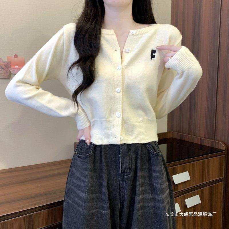 New Short Knitted Cardigan Autumn and Winter Women's Atmosphere Wearing Cardigan Coat Sweet Fairy Western Style Sweater