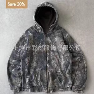 Cross-border Four Seasons New Men's and Women's Camouflage Hoodie Maple Leaf 3D Digital Printing Sports Fashion Brand Crewneck Sweater