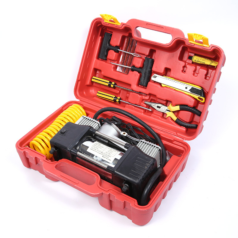 Bomba de inflado portátil montada en el vehículo caja de herramientas de emergencia automotriz bomba de inflado montada en el vehículo herramienta de emergencia de reparación de neumáticos