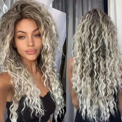 越境電子商取引 TEMU 人気ウィッグ ヨーロッパとアメリカの女性のふわふわロング巻き毛 アフリカの小さな巻き箸巻きウィッグ 在庫あり