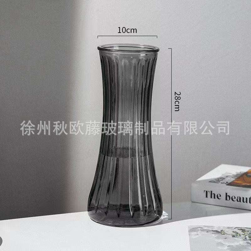 Jarrón de vidrio de barril cónico, estilo nórdico, simple, grande, jarrón transparente, arreglo floral, decoración de escritorio de alta gama, sala de estar