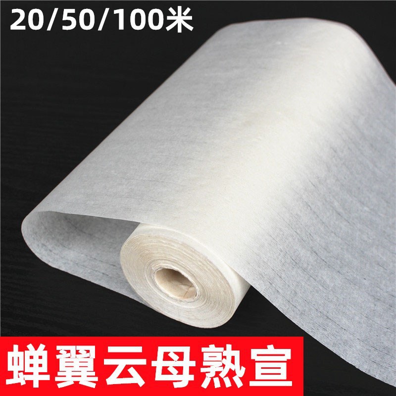 云母熟宣纸蝉翼云母熟宣长卷蝉衣白描宣纸小楷创作书法春节写字