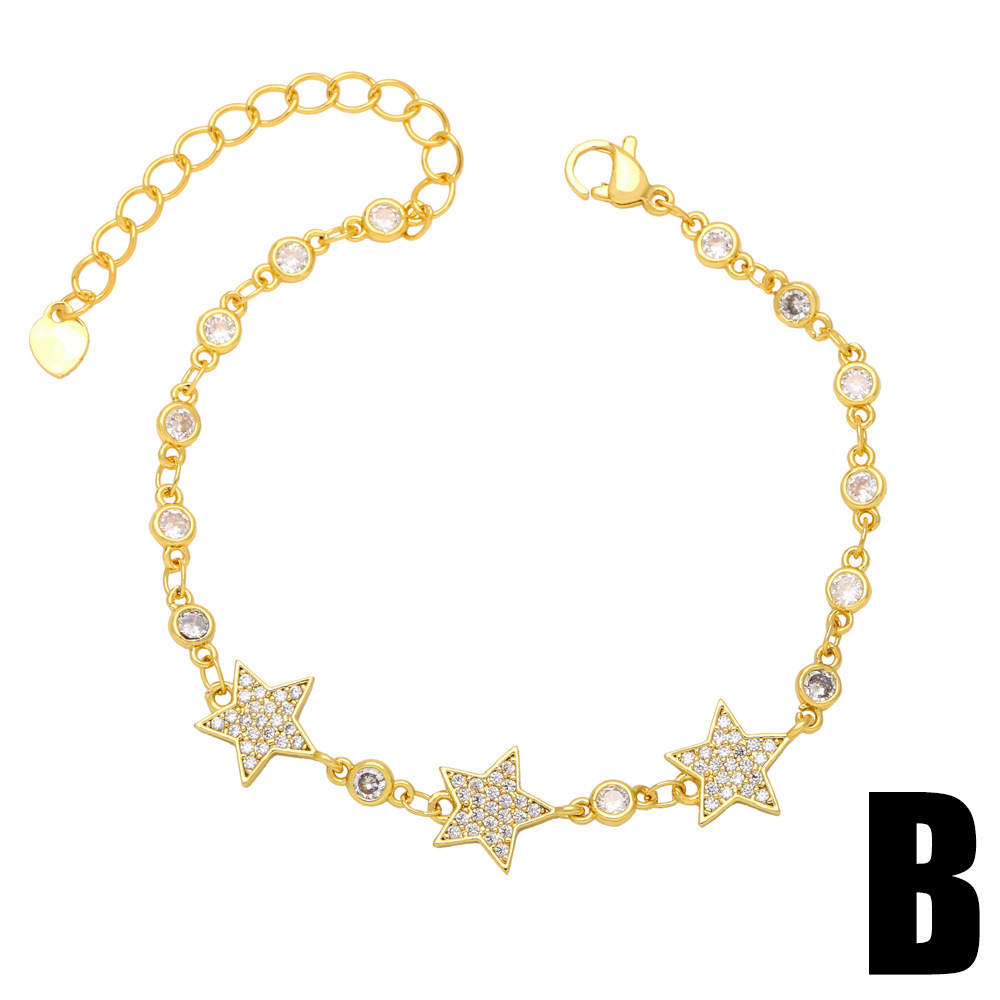 Fashion Devil's Eye Star Copper Enamel Plating Inlay Zircon Bracelets 1 Piece display picture 4