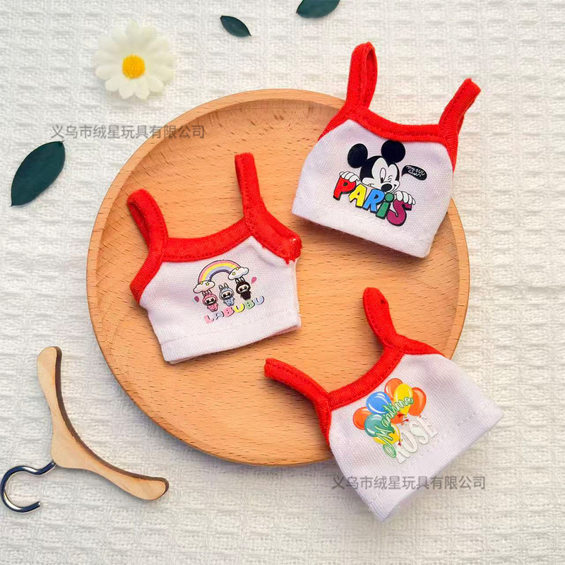 Spring New Cartoon Strap Vest Doll Clothes Trendy Toy Long-Legged Kitty Cotton Doll Fashion Outfit