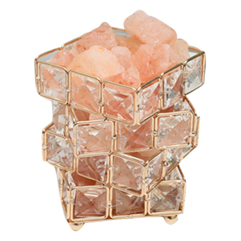 Cubo de Rubik transfronterizo lámpara de mesa de cristal de cuatro capas de piedra de sal de cristal natural luz de la noche de noche Princesa decorativa Red roja ins chica