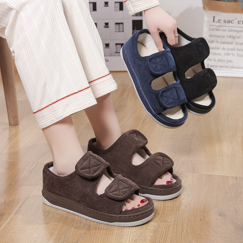 Manufacturer Wholesale Adjustable Linen Sandals for Foreign Trade, Outdoor Wear, Elderly Shoes, Thick-Soled Large Size Men's and Women's Cloth Shoes, Summer Style