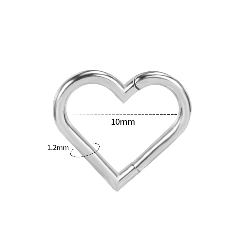 Rose Gold Heart Nose Ring 316L Stainless Steel Hoop 1.2mmx10mm Nose Piercing Jewelry detail image 13