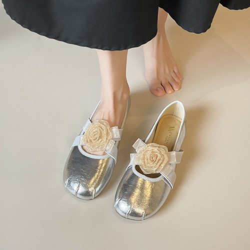 Wwei Girl 2011-2 Flower Flat Sandals for Women French Fairy Wind Ballet Shoes with Skirts Mary Jane Shoes