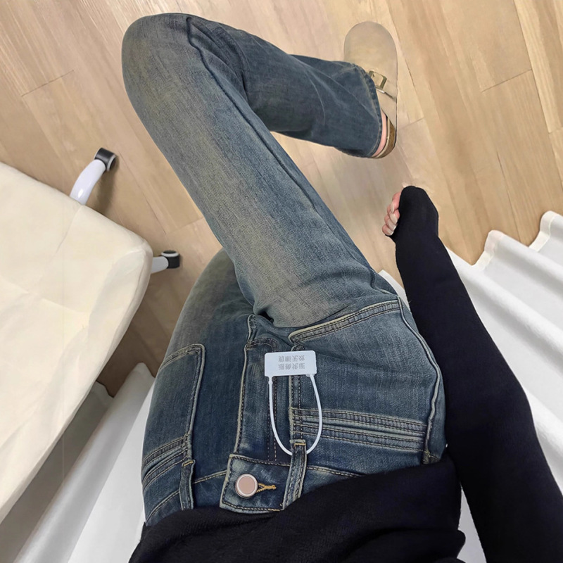 2025款蓝色微喇牛仔裤女春秋季弹力梨形身材显瘦喇叭休闲马蹄裤子|undefined