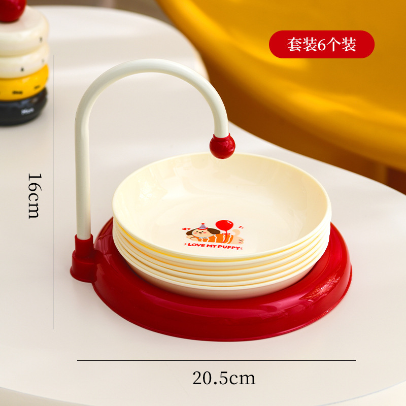 奶油风简约冰川纹家用吐骨碟套装餐桌垃圾收纳盘底座网红透明小盘|undefined