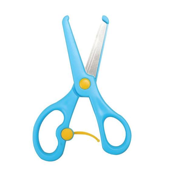 Children's metal scissors student color hand-cut paper scissors kindergarten round head plastic safety stationery wholesale