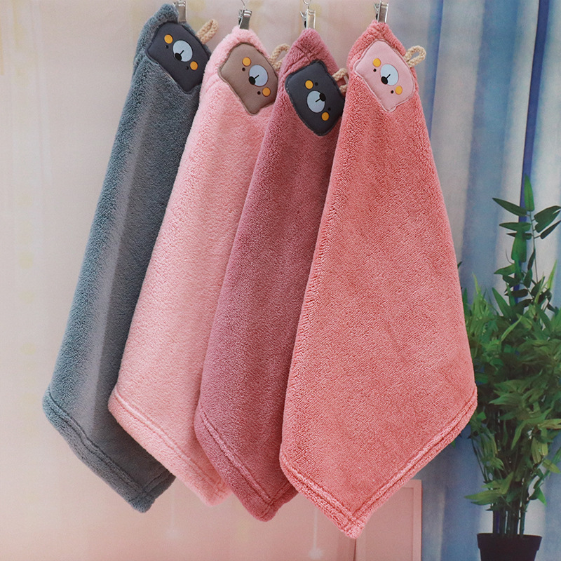 Arirang Crown Small Square Towel Coral Velvet Hand Towel Soft Absorbent Kitchen Hand Towel Hangable Cartoon Children's Towel