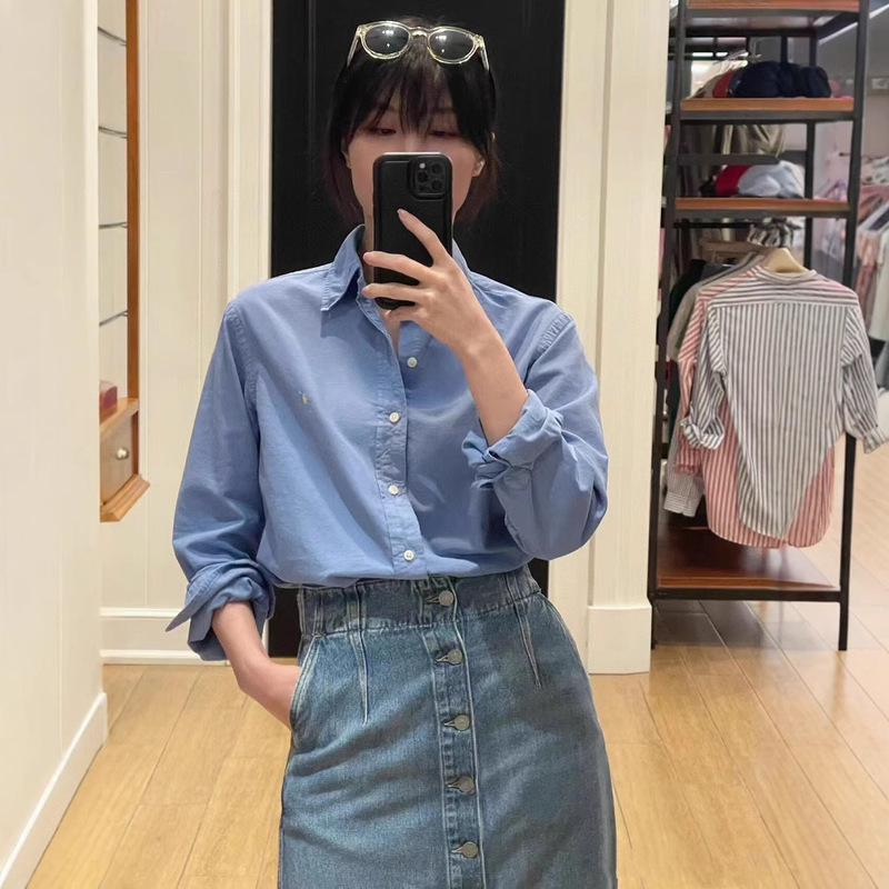 High Version RL Spring Ralph Pony Embroidered Long Sleeve Shirt Unisex Candy Color Shirt Top