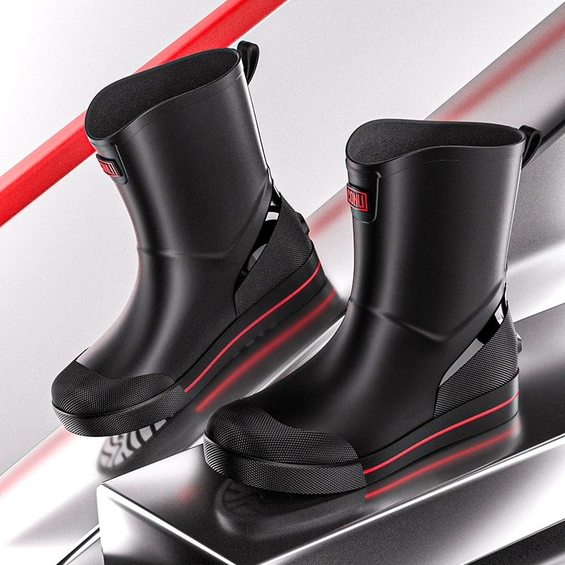 Модные короткие дождевые сапоги мужские четыре сезона рабочая обувь низкая верхняя нескользкая кухонная обувь износостойкая резиновая обувь рыболовная обувь водонепроницаемая обувь