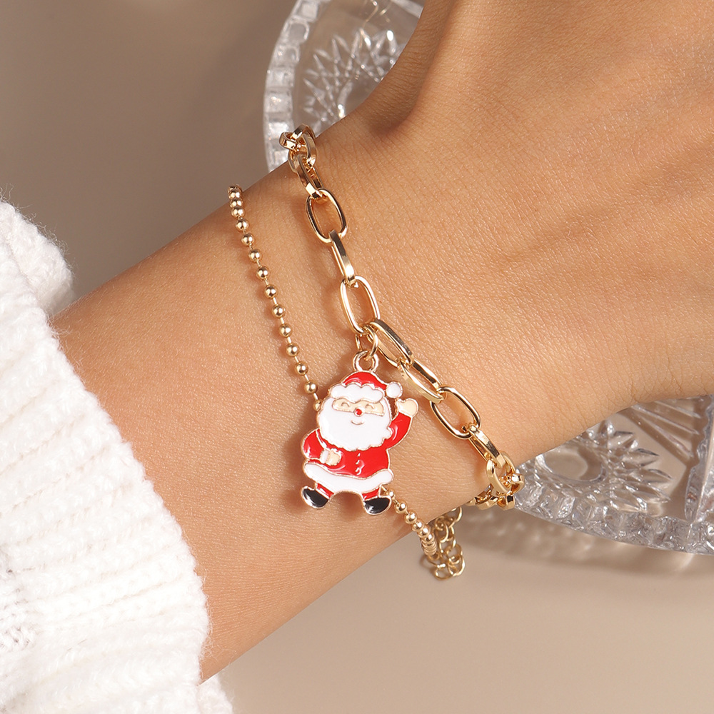 11g Weight Alloy Pendant Material Bracelets Classification Alloy Chain Material 1 Piece Quantity Holiday, Party Occasion Alloy Material Christmas Festival Christmas Tree, Santa Claus Pattern Women's Gender Enamel Design Cute, Simple Style Style Cute Simple Style Christmas Tree Santa Claus Alloy Chain & Link Bracelets Christmas Wholesale 25