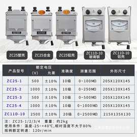 精泰绝缘电阻测试仪ZC25-3-4-7电工摇表500V兆欧表ZC11D-10 2500V
