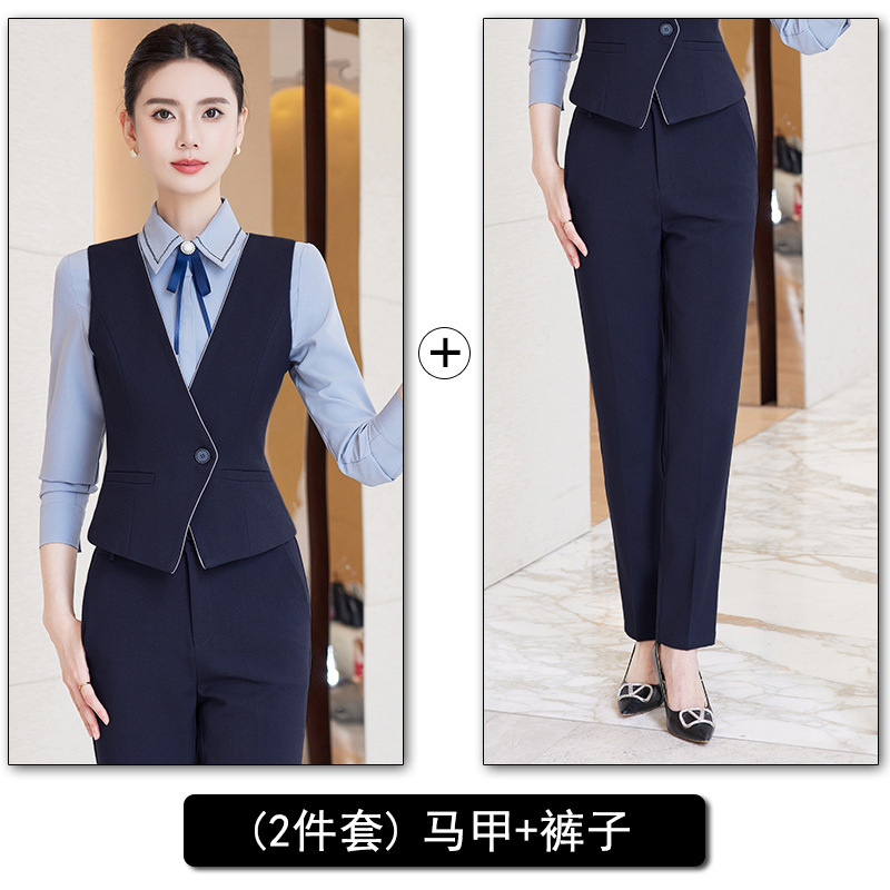 高级感马甲套装三件套早秋通勤职业装马夹套裙酒店公司上班工作服|undefined
