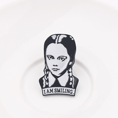 Wednesday I AM SMILING Brooch Retro Metal Pin for Backpack Decoration