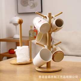 木质厨房杯架纸巾收纳架树形支架手镯项链整理家居沥水架实木架子