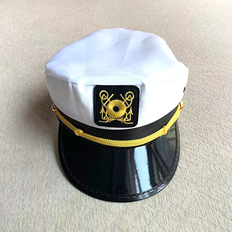 Embroidered navy cap foreign trade European and American fun flat cap hat wholesale party sailor hat underwear accessories