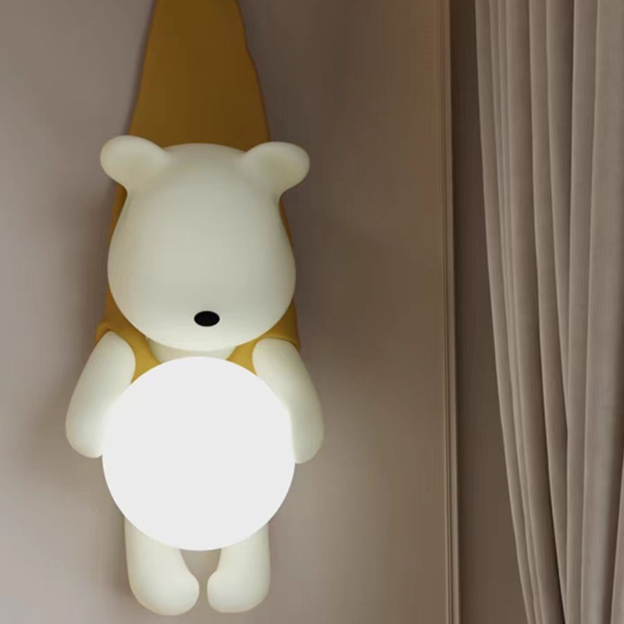 Creativa crema de dibujos animados cabeza de luz nueva niñas cabeza de cama lámpara de cama dormitorio decoración anual de la habitación de los niños 2024