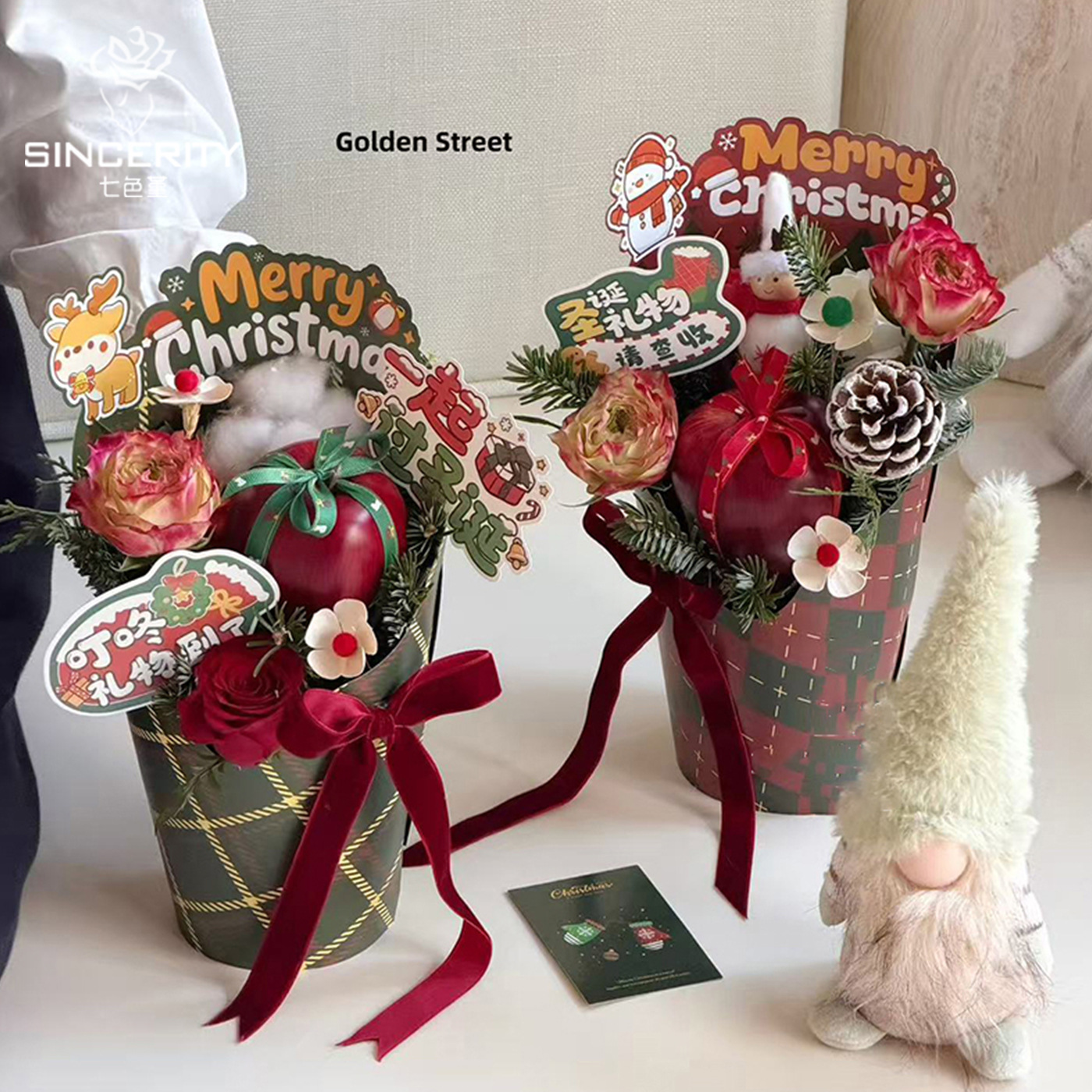 Caja redonda de Navidad de siete colores con taza impermeable caja de origami de Navidad embalaje de flores flores flores flores