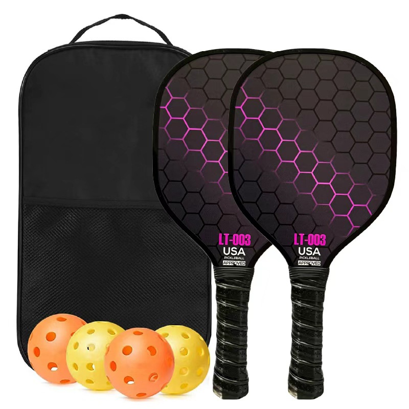 Cross-Border Hot-Selling Pickleball Personalized Uv Printed Wooden Pickleball Racket Set Fiberglass Pickleball Racket