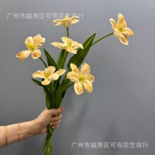 可观仿真布朗尼郁金香PU手感仿真花家居摆件插花配材仿油画花束