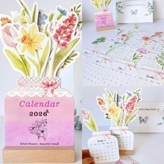 跨境英文日历2026年 Bloomy Flowers Desk Calendar鲜花桌面台历