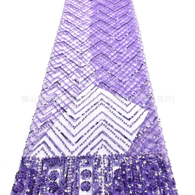 Moda nacional ropa de escenario ropa de rendimiento ropa de tela de bordado de perlas de la industria pesada sequinilla tela de bordado de perlas al por mayor