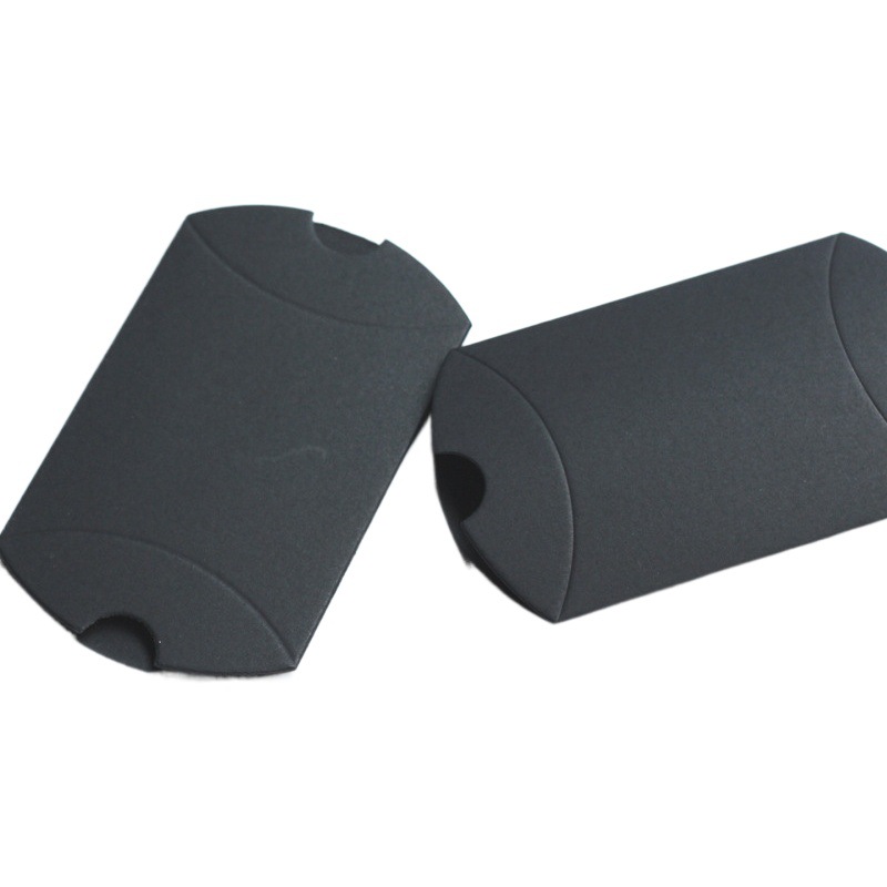 Cross-Border Spot Black Pillow-Shaped Packaging Carton Party Wedding Packaging Black Card Special Paper Wedding Candy Box Gift Box