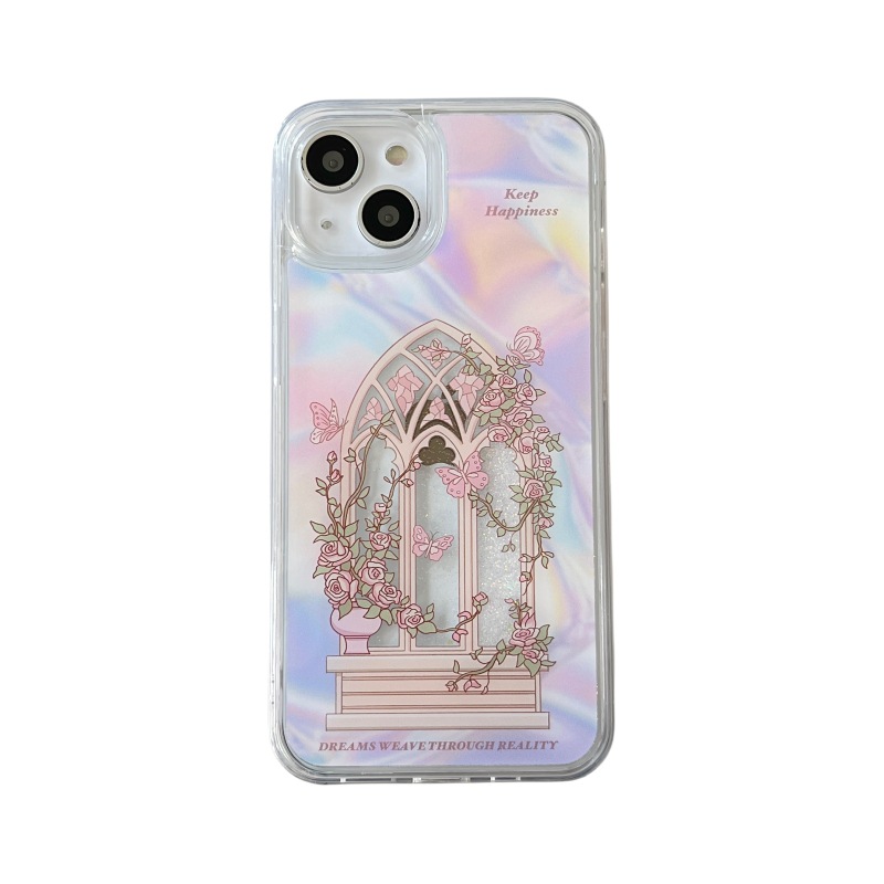 Glittering Pink Flowing Sand Phone Case For Iphone 15 Pro Max_voghion.com