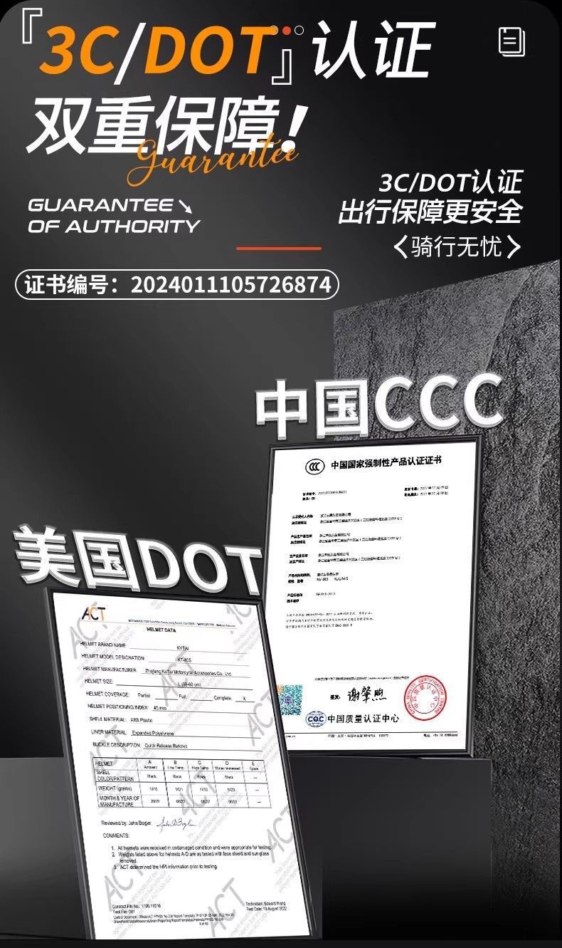 Motorcycle helmet full helmet new 3C certified dual lens DOT certified